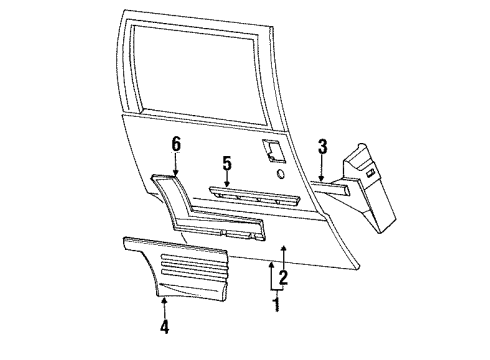 1992 Pontiac Trans Sport Reveal Molding, Rear Diagram for 10172273
