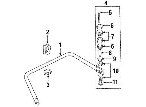 1998 Oldsmobile Aurora Rear Suspension Components, Lower Control Arm, Ride Control, Stabilizer Bar Diagram