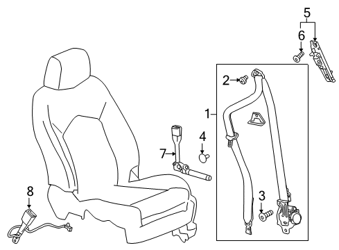 2018 Cadillac XT5 Front Seat Belts Diagram