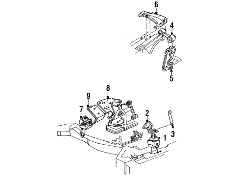 1993 Cadillac Seville Engine & Trans Mounting Diagram 2 - Thumbnail