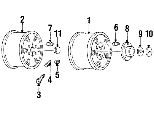 1989 GMC C3500 Hub Cap Diagram for 15551492