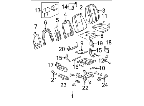 2012 Cadillac Escalade ESV Front Seat Components Diagram 7 - Thumbnail