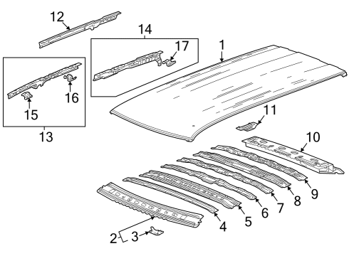 2023 Cadillac Escalade Roof & Components Diagram