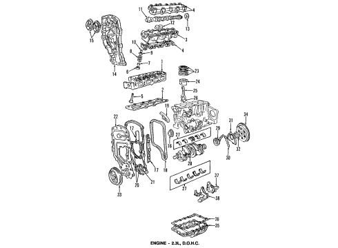 1995 Pontiac Sunfire Timing Cover, Front Diagram for 24573991
