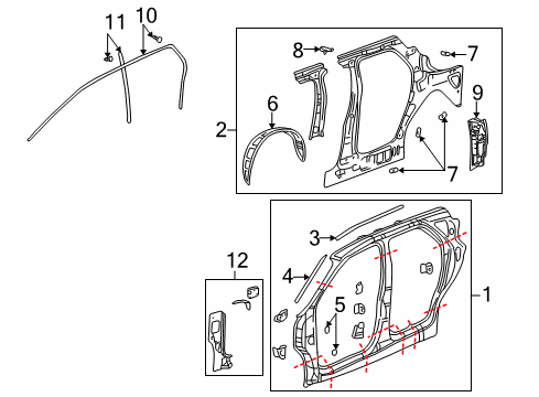 2002 Buick Rendezvous Hinge Pillar, Uniside Diagram