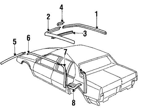 1987 Buick LeSabre Reveal Molding Diagram for 20211692
