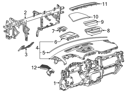 2023 GMC Sierra 3500 HD Cluster & Switches, Instrument Panel Diagram 4 - Thumbnail