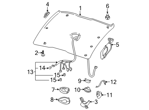 1998 Chevy Cavalier Headliner Retainer, Sable Diagram for 10249241