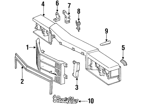1992 Cadillac Brougham Ornament, Gold, Front Diagram for 12397073