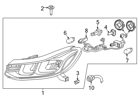2022 Chevy Trax Headlamp Components Diagram