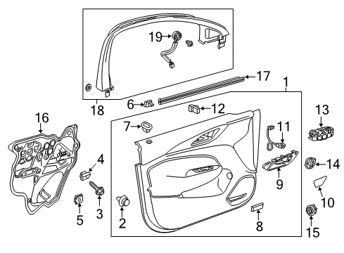 2020 Buick Regal Sportback Lock Knob Bezel, Black, Passenger Side Diagram for 13307671