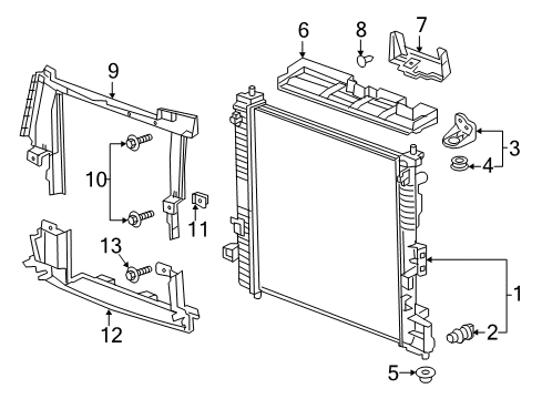 2018 Cadillac XT5 Radiator & Components Diagram