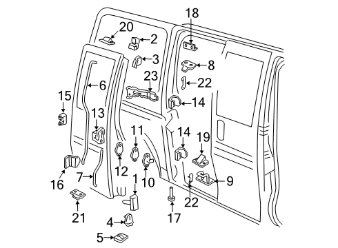 2014 Chevy Express 2500 Side Loading Door - Lock & Hardware Diagram 2 - Thumbnail