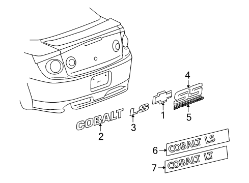 2006 Chevy Cobalt Nameplate, Front Diagram for 22729684