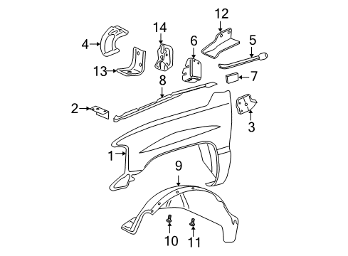 2006 Cadillac Escalade ESV Fender & Components Diagram