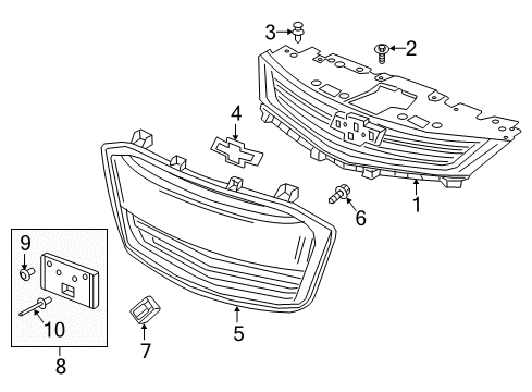2018 Chevy Sonic Grille & Components Diagram 2 - Thumbnail