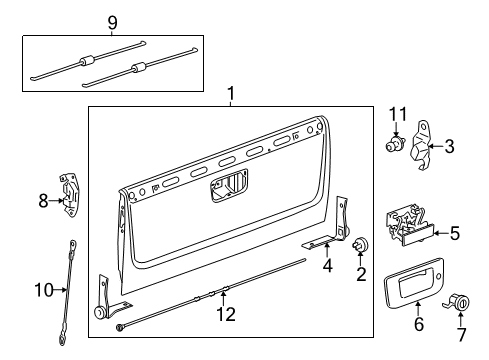 2012 GMC Sierra 3500 HD Tail Gate, Body Diagram 3 - Thumbnail