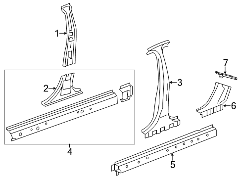 2014 Chevy Volt Center Pillar & Rocker Diagram