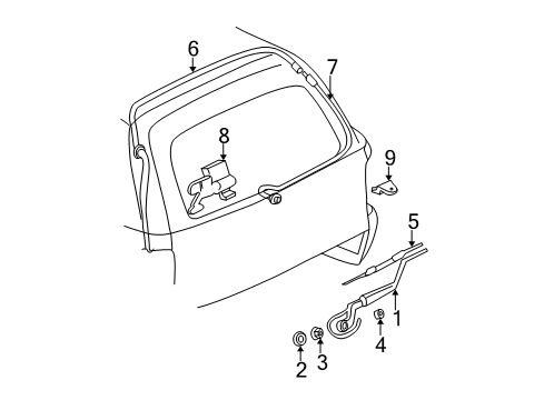 2002 GMC Yukon Rear Wiper Components Diagram