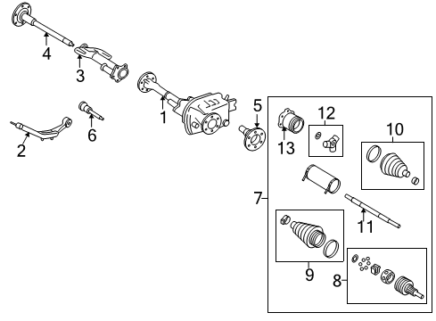 2013 GMC Yukon XL 2500 Carrier & Front Axles Diagram
