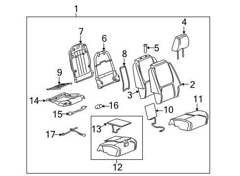 2008 Chevy Equinox Front Seat Components Diagram 3 - Thumbnail