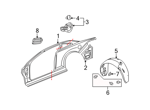 2007 Pontiac G5 Quarter Panel & Components Diagram