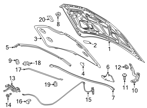 2015 Cadillac ELR Hood & Components Diagram