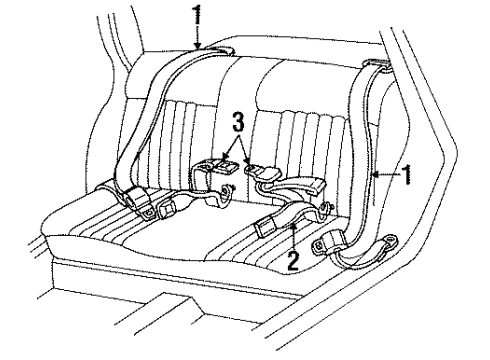 1989 Chevy Corsica Retractor, Passenger Side Diagram for 12399486