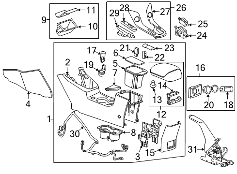 2011 Chevy Cruze Console, Black Diagram for 95919305