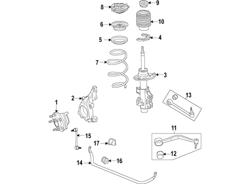 2021 Chevy Camaro Suspension Components, Lower Control Arm, Stabilizer Bar Diagram