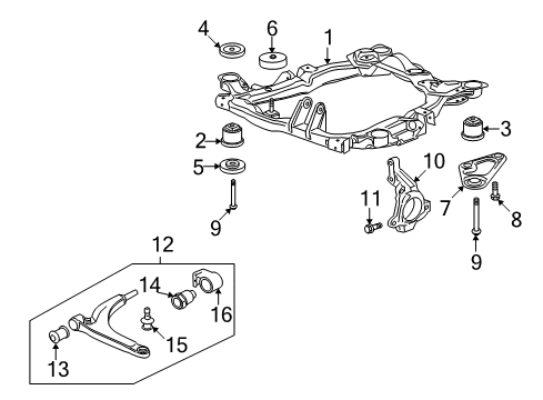2009 Saturn Aura Control Arm Bracket, Front Lower Diagram for 22997286