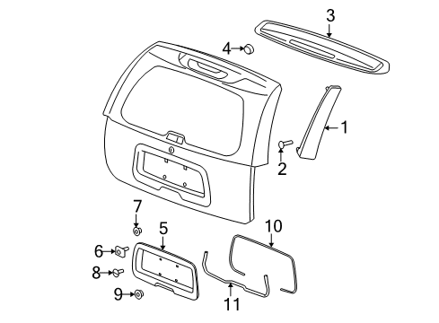 2009 GMC Envoy Exterior Trim - Lift Gate Diagram