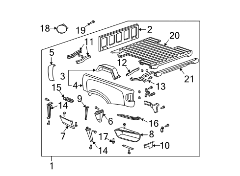 1997 Chevy S10 Floor Diagram for 12382568