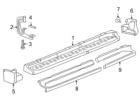 2006 GMC Yukon XL 1500 Running Board Bracket, Black Diagram for 22956467