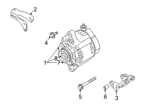 2000 Chevy Tracker Alternator Pivot Bolt Diagram for 94140201