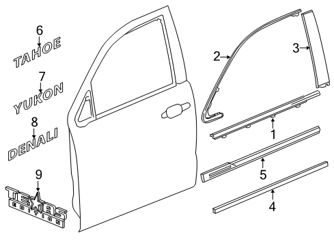2017 Cadillac Escalade Exterior Trim - Front Door Diagram