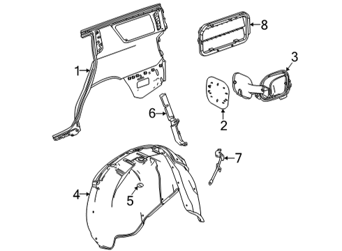 2023 Cadillac Escalade Quarter Panel & Components Diagram