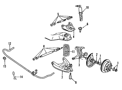 1999 Chevy K2500 Suburban Coil Spring, Front Diagram for 15528974