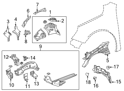 2019 Chevy Impala Structural Components & Rails Diagram