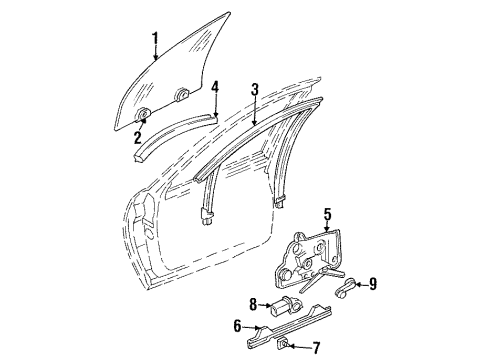 1995 Chevy Lumina Sealing Strip, Front Driver Side Diagram for 10263175