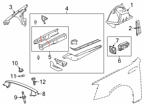 2010 Cadillac CTS Structural Components & Rails Diagram 2 - Thumbnail