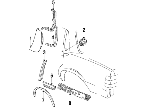 1989 Buick Century Reveal Molding, Driver Side Diagram for 10237655