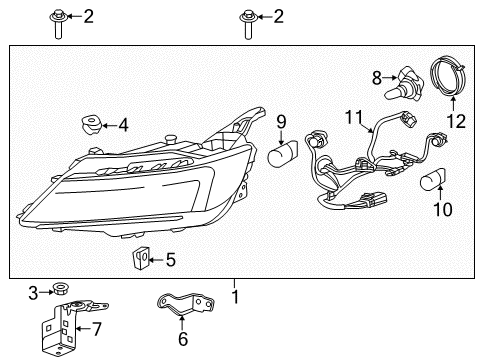 2014 Chevy Impala Headlamp Assembly, Front Driver Side Diagram for 84434645