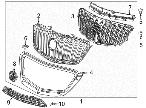 2016 Buick Encore Grille & Components Diagram