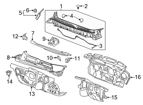2018 Cadillac XT5 Cowl Diagram