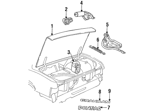 1988 Pontiac Grand Am Hinge Assembly, Rear Driver Side Diagram for 20361963