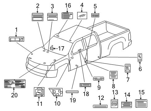 2011 GMC Sierra 1500 Information Labels Diagram