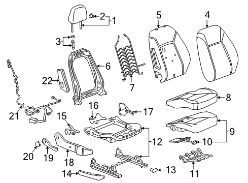 2019 Buick Regal TourX Passenger Seat Components Diagram 4 - Thumbnail