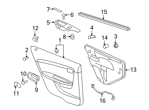 2009 Saturn Aura Interior Trim - Rear Door Diagram