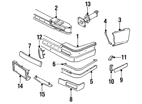 1988 Cadillac Seville Bumper Cover Diagram for 1636295